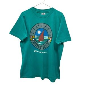 Vintage 90s Boston Massachusetts Limited Edition Sailboat Sunset T-Shirt // XL